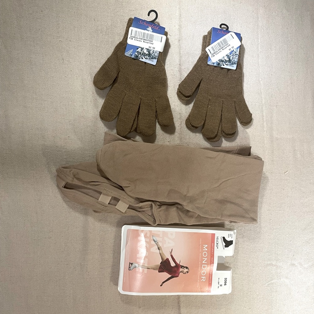 Figure Skating Gloves and Mondor Figure Skating Tights